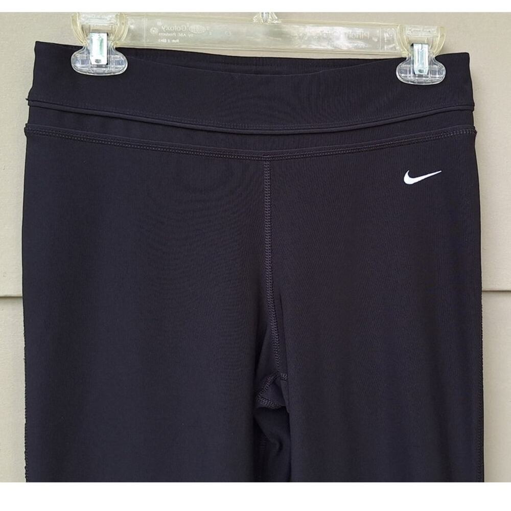 Nike Women's Fit Dry Wide Leg Flare Black Leggings Size S 30" inseam Logo Casual - Picture 4 of 9